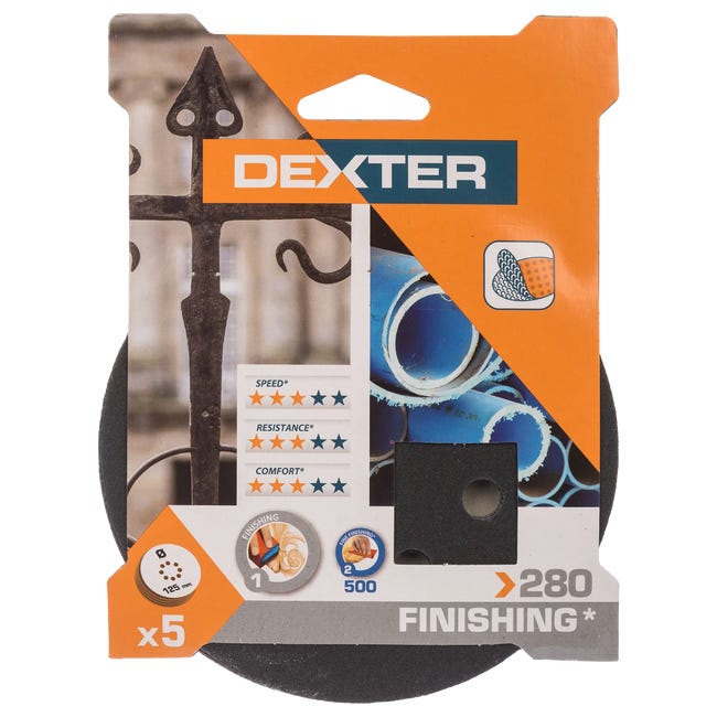 Krążek ścierny RZEP 8 OTW P280 125 mm INOX 5 szt. DEXTER