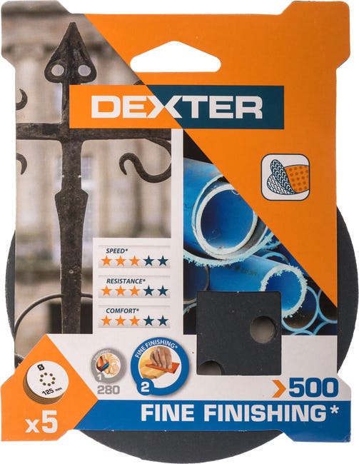 Krążek ścierny RZEP 8 OTW P500 125 mm INOX 5 szt. DEXTER