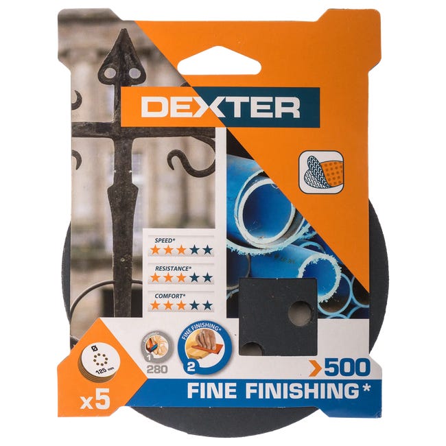 Krążek ścierny RZEP 8 OTW P500 125 mm INOX 5 szt. DEXTER