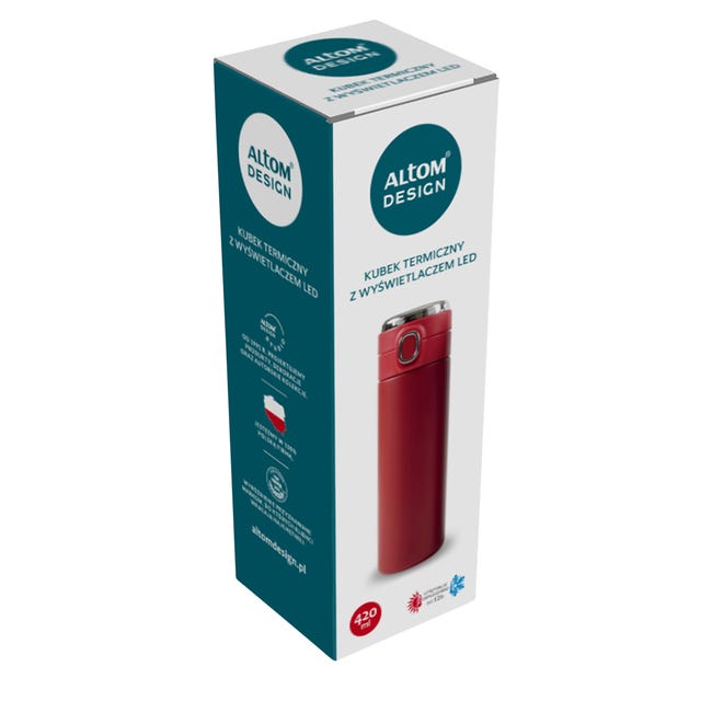 Kubek termiczny z wyświetlaczem LED czerwony 420 ml Altom Design
