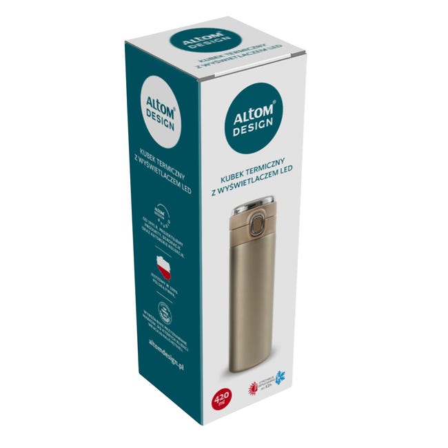 Kubek termiczny z wyświetlaczem LED złoty 420 ml Altom Design