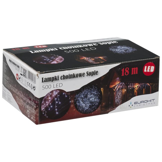 Kurtyna zewnętrzna sople 18m 500 LED zimne białe