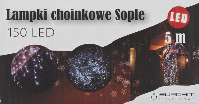 Kurtyna zewnętrzna sople 5m 150 LED zimne białe