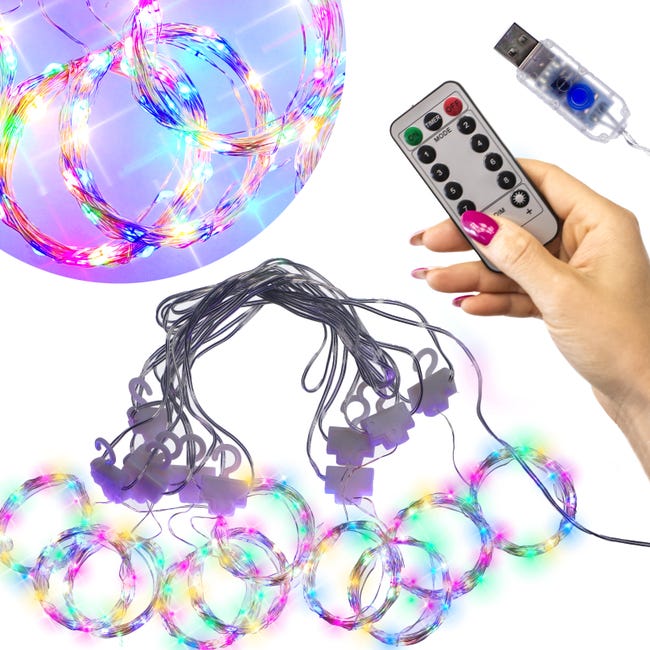 Kurtyna świetlna wewnętrzna 300 LED USB multikolor