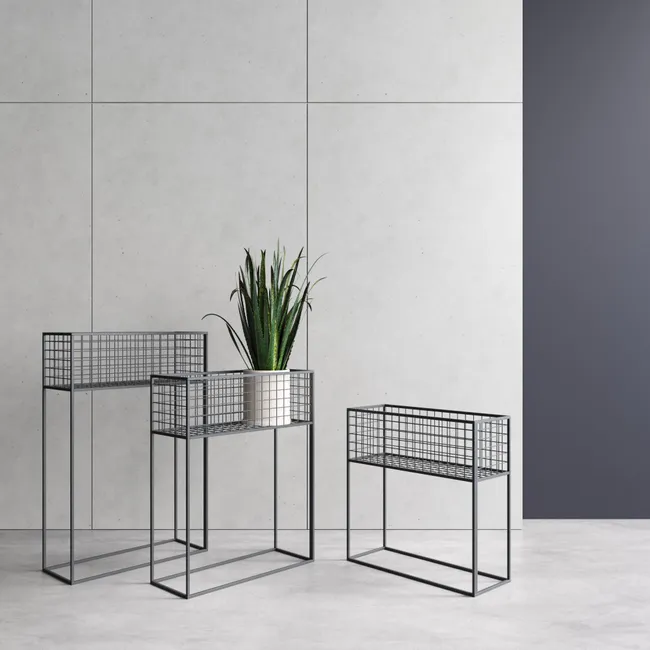 Kwietnik osłonka stojak Dax 60x23x75cm czarny metalowy