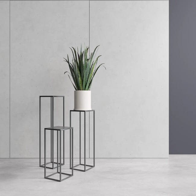 Kwietnik osłonka stojak Evron 19x19x47 cm czarny metalowy loft