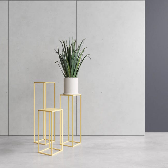 Kwietnik osłonka stojak Evron 19x19x62 cm złoty metalowy loft