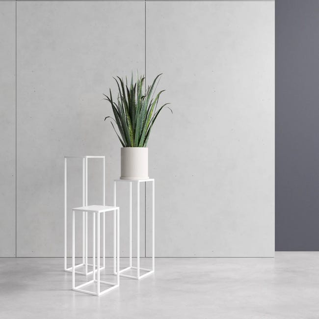 Kwietnik osłonka stojak Evron 19x19x77 cm biały metalowy loft