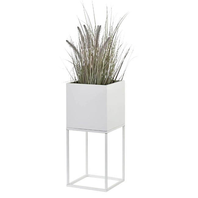 Kwietnik osłonka stojak Lorient 20x20x47 cm metalowy biały loft