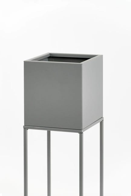 Kwietnik osłonka stojak Lorient 20x20x67 cm metalowy srebrny loft