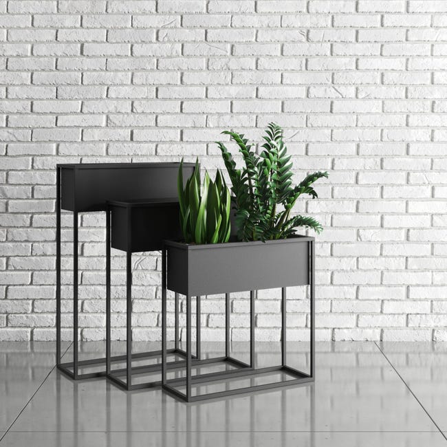 Kwietnik osłonka stojak Marsylia 60x23x75 cm metalowy czarny loft
