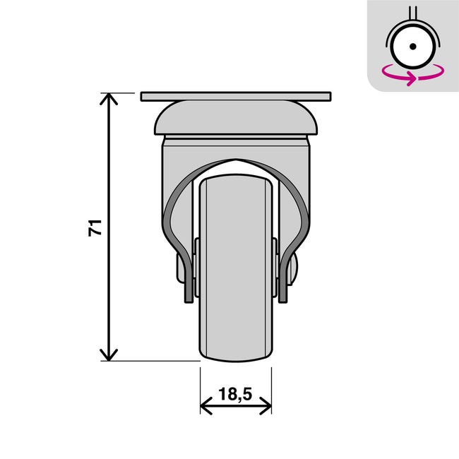 Kółko meblowe obrotowe 50 mm/40 kg Standers