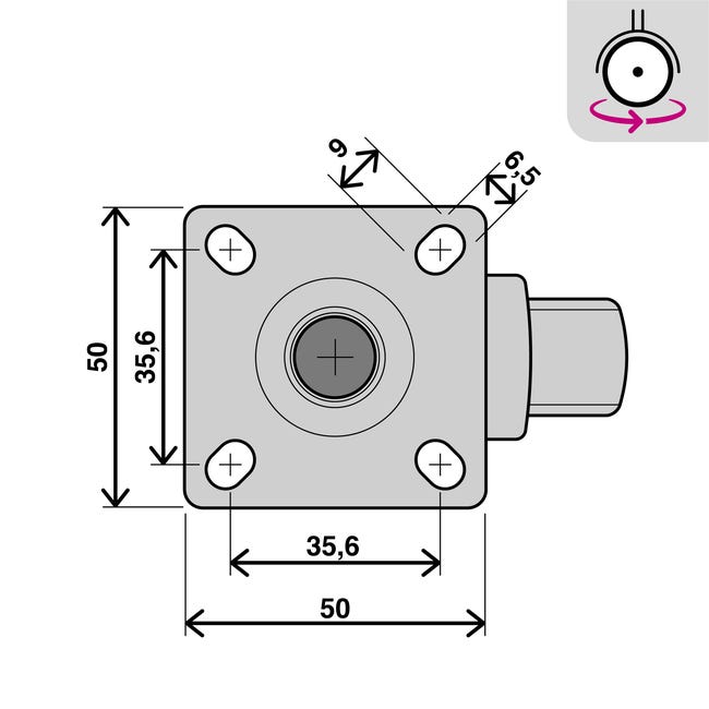 Kółko meblowe obrotowe 50 mm/40 kg Standers