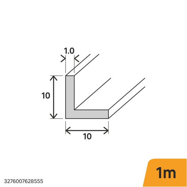 Kątownik aluminiowy 1m 10x10x1 mm matowy srebrny Standers