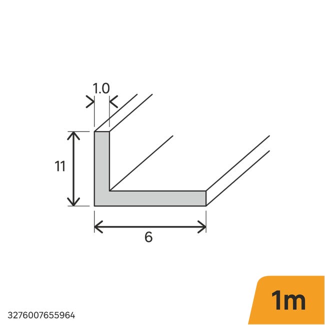 Kątownik aluminiowy 1m 11x6x1 mm matowy srebrny Standers