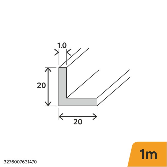 Kątownik aluminiowy 1m 20x20x1 mm matowy srebrny Standers