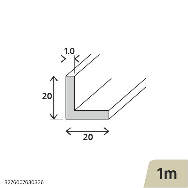 Kątownik aluminiowy 1m 20x20x1 mm srebrny Standers