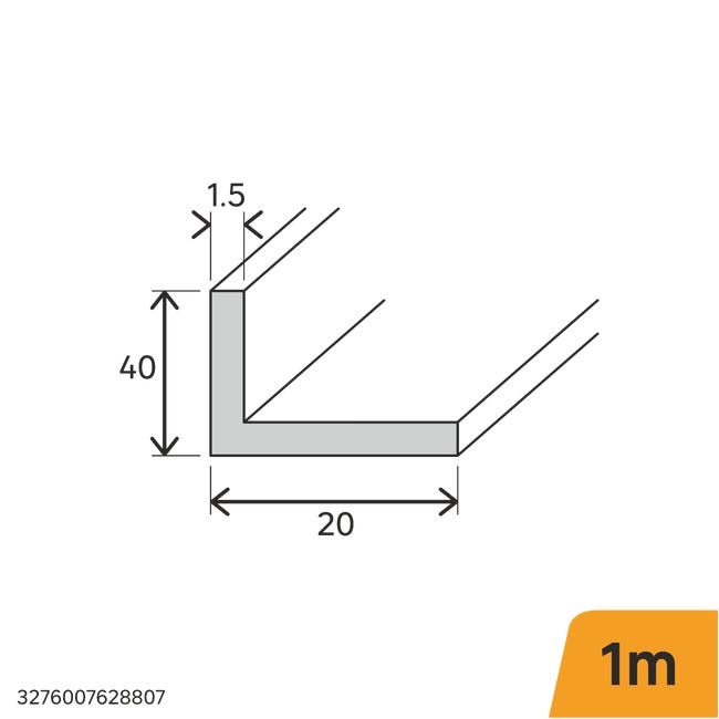 Kątownik aluminiowy 1m 40x20x1.5 mm czarny Standers