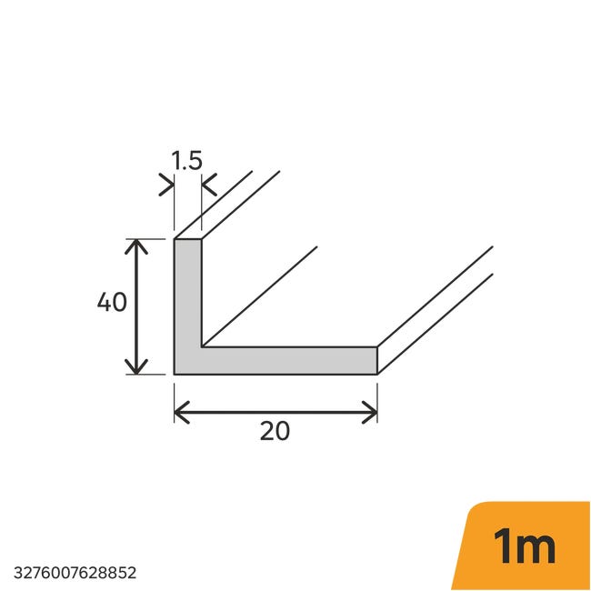 Kątownik aluminiowy 1m 40x20x1.5 mm matowy srebrny Standers