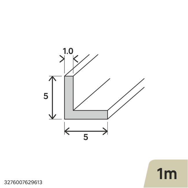 Kątownik aluminiowy 1m 5x5x1 mm srebrny Standers