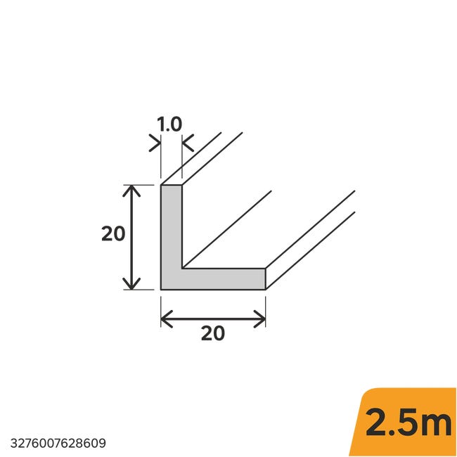 Kątownik aluminiowy 2.5m 20x20x1 mm czarny Standers