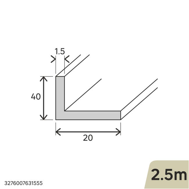 Kątownik aluminiowy 2.5m 40x20x1.5 mm srebrny Standers