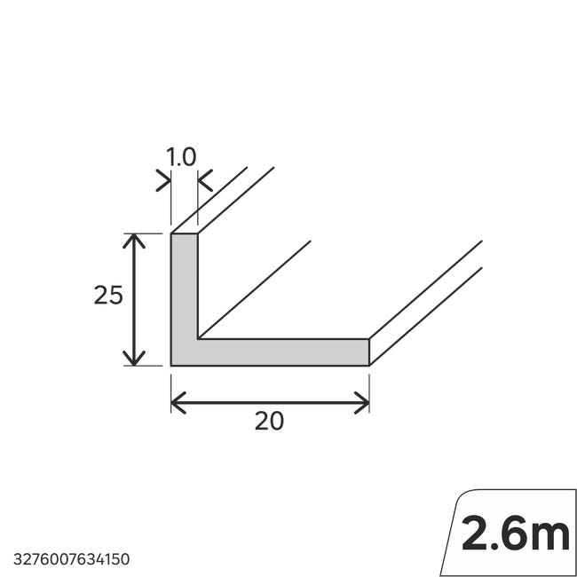 Kątownik pvc 2.6m 25x20x1 mm matowy biały Standers