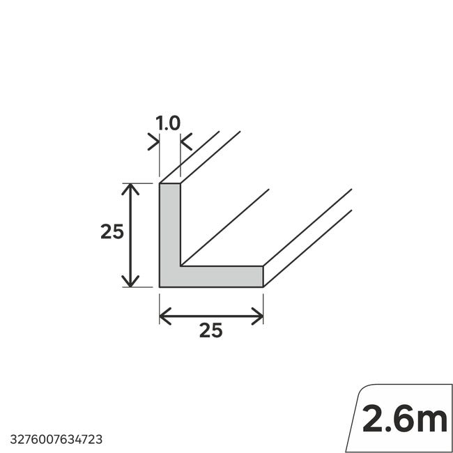 Kątownik pvc 2.6m 25x25x1 mm matowy szary Standers