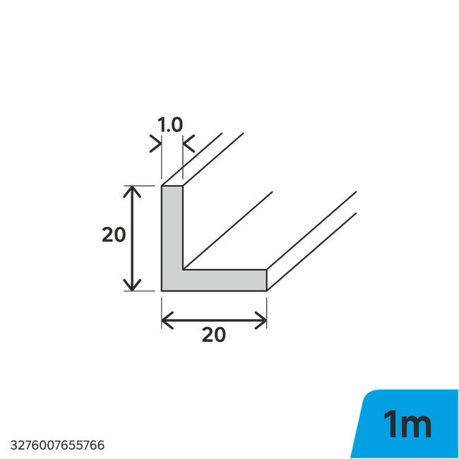 Kątownik stalowy 1m 20x20x1 mm srebrny Standers