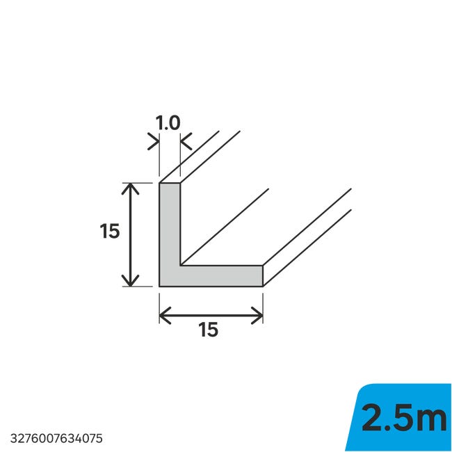 Kątownik stalowy 2.5m 15x15x1 mm srebrny Standers