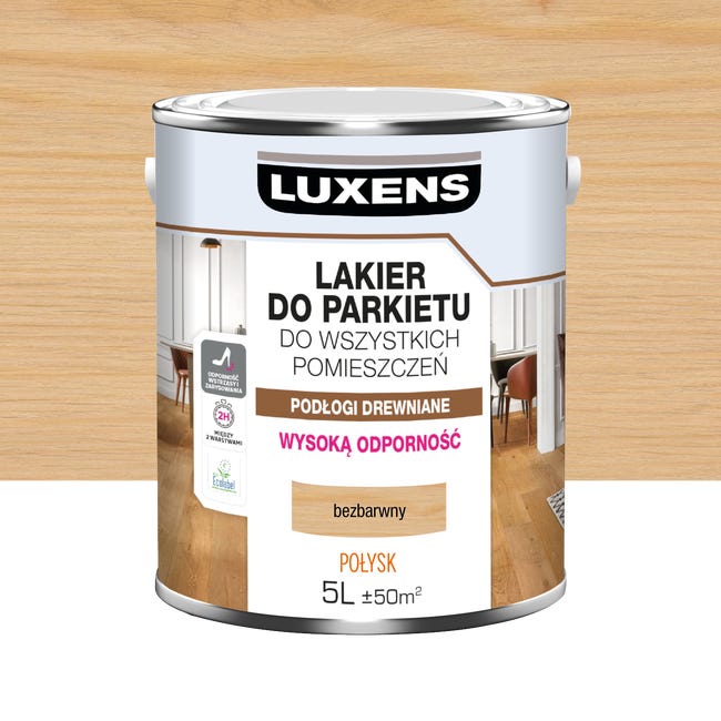 Lakier do parkietu 5 l Bezbarwny Połysk Luxens