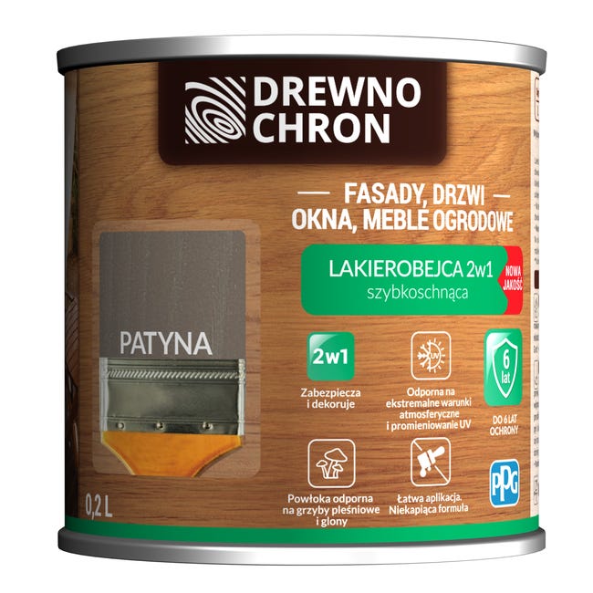Lakierobejca Ochronno-dekoracyjna 0.2 l Szary Drewnochron