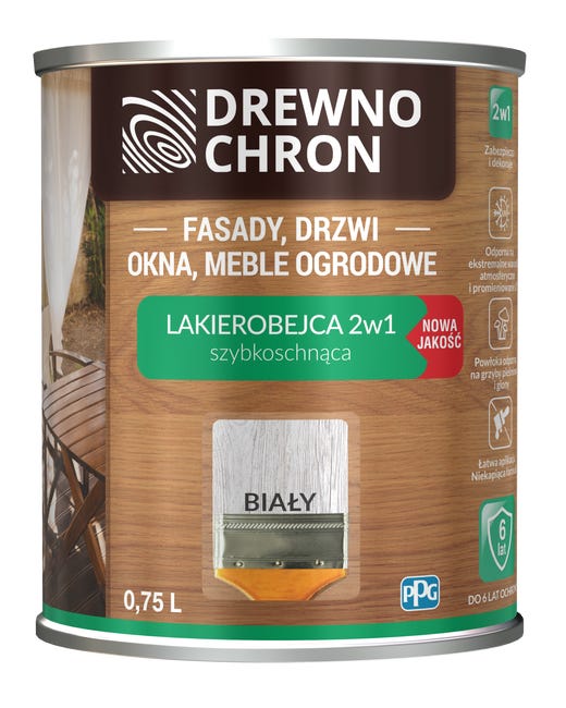 Lakierobejca Ochronno-dekoracyjna 0.75 l Biały Drewnochron