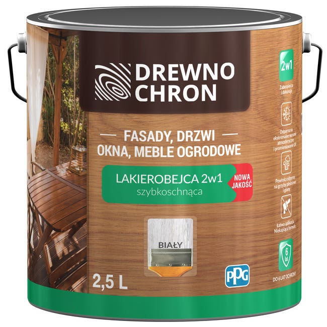 Lakierobejca Ochronno-dekoracyjna 2.5 l Biały Drewnochron