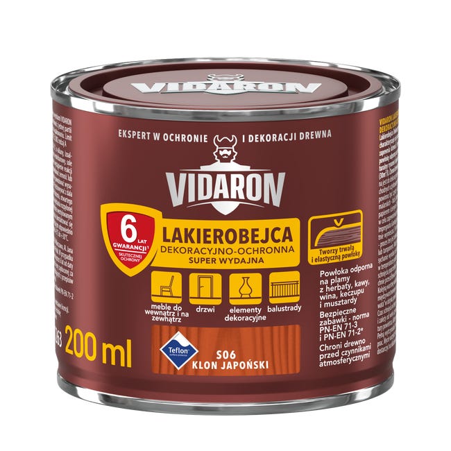 Lakierobejca do drewna OCHRONNO – DEKORACYJNA 0.2 l Klon japoński VIDARON