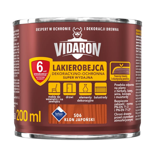 Lakierobejca do drewna OCHRONNO – DEKORACYJNA 0.2 l Klon japoński VIDARON