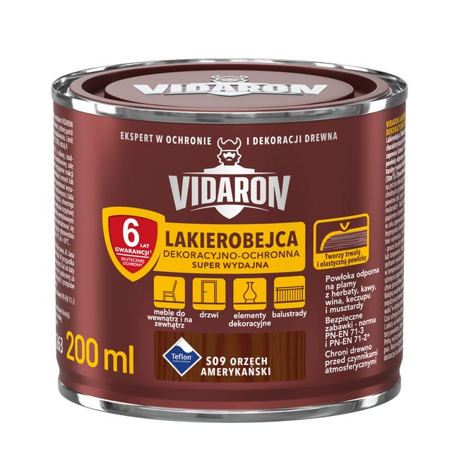 Lakierobejca do drewna OCHRONNO – DEKORACYJNA 0.2 l Orzech amerykański VIDARON