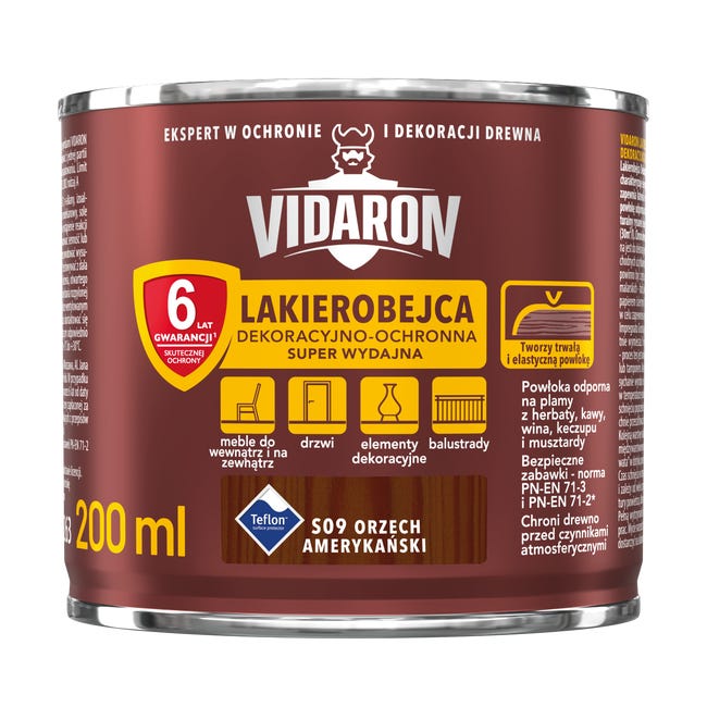 Lakierobejca do drewna OCHRONNO – DEKORACYJNA 0.2 l Orzech amerykański VIDARON