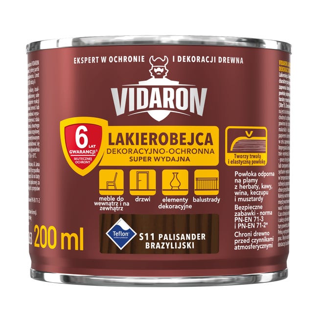 Lakierobejca do drewna OCHRONNO – DEKORACYJNA 0.2 l Palisander brazylijski VIDARON