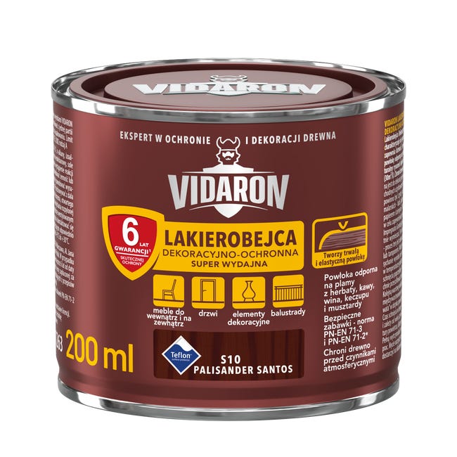 Lakierobejca do drewna OCHRONNO – DEKORACYJNA 0.2 l Palisander santos VIDARON
