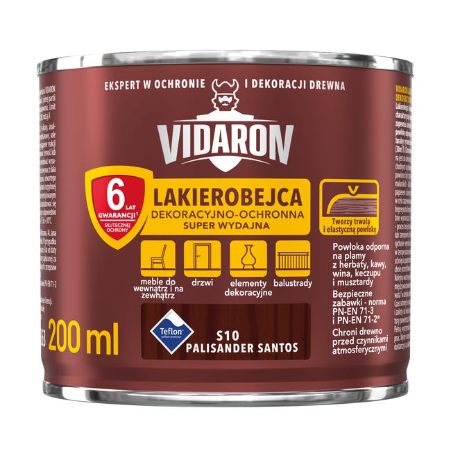 Lakierobejca do drewna OCHRONNO – DEKORACYJNA 0.2 l Palisander santos VIDARON