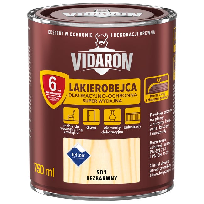 Lakierobejca do drewna OCHRONNO – DEKORACYJNA 0.75 l Bezbarwny VIDARON