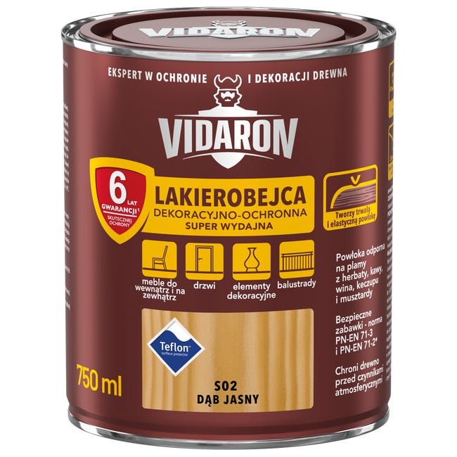Lakierobejca do drewna OCHRONNO – DEKORACYJNA 0.75 l Dąb jasny VIDARON