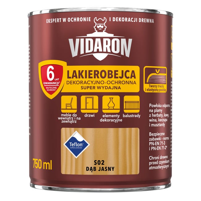 Lakierobejca do drewna OCHRONNO – DEKORACYJNA 0.75 l Dąb jasny VIDARON