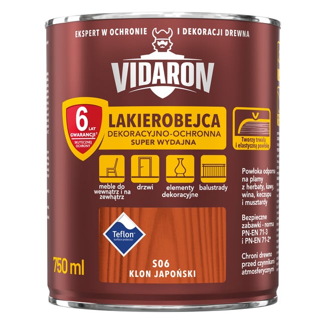 Lakierobejca do drewna OCHRONNO – DEKORACYJNA 0.75 l Klon japoński VIDARON