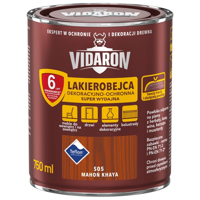 Lakierobejca do drewna OCHRONNO – DEKORACYJNA 0.75 l Mahoń khaya VIDARON