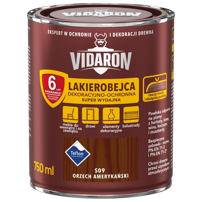 Lakierobejca do drewna OCHRONNO – DEKORACYJNA 0.75 l Orzech amerykański VIDARON