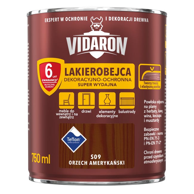 Lakierobejca do drewna OCHRONNO – DEKORACYJNA 0.75 l Orzech amerykański VIDARON