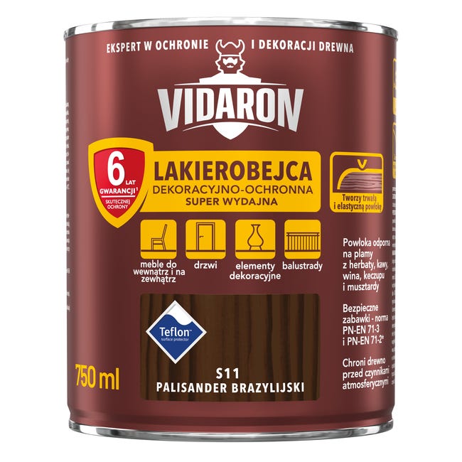Lakierobejca do drewna OCHRONNO – DEKORACYJNA 0.75 l Palisander brazylijski VIDARON