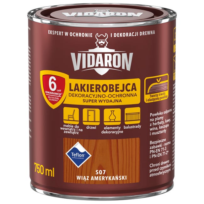 Lakierobejca do drewna OCHRONNO – DEKORACYJNA 0.75 l Wiąz amerykański VIDARON